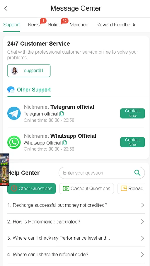 A777 game PK message centre with 24/7 Telegram and WhatsApp support